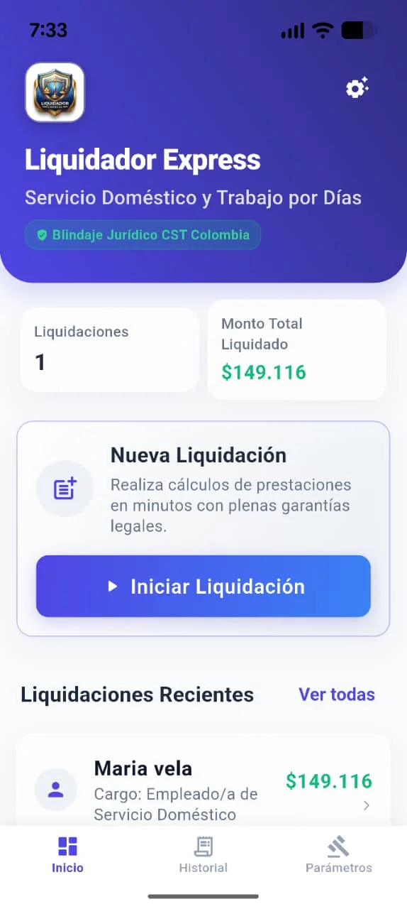 Liquidador Express - Domestic Pay Calculator